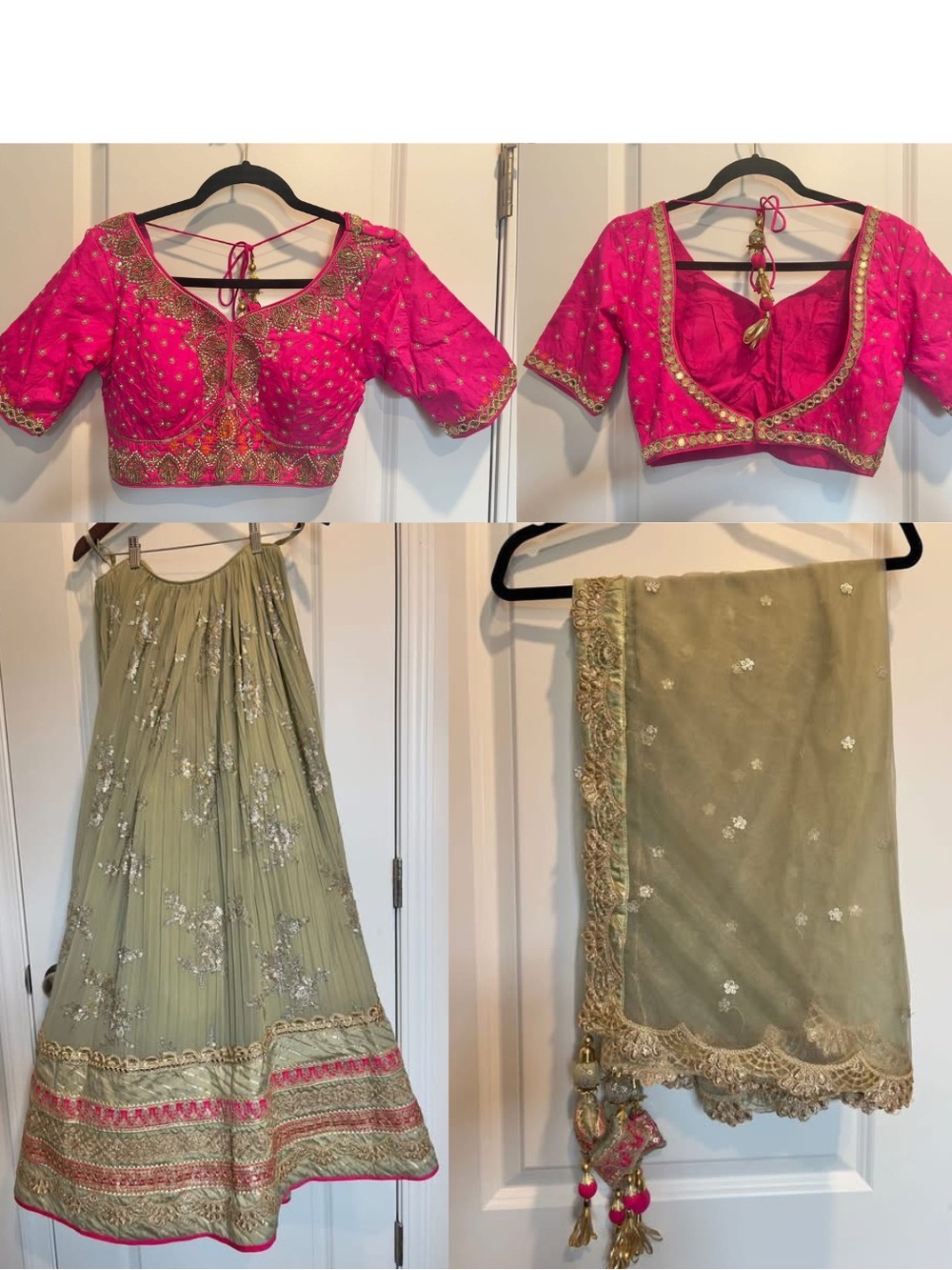 NWOT Pink & Sage Green Lehenga Set